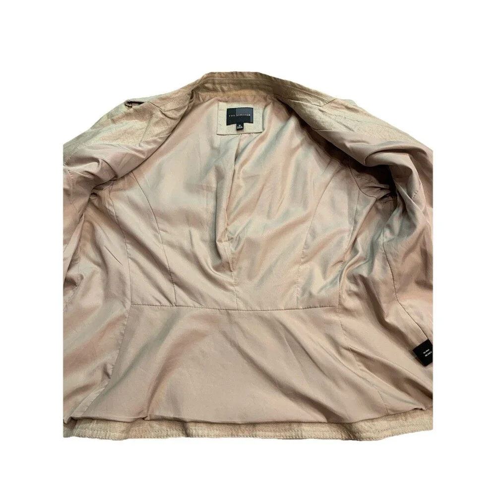 The Limited Linen Blazer Jacket Medium Career Office Khaki Epaulettes Peplum